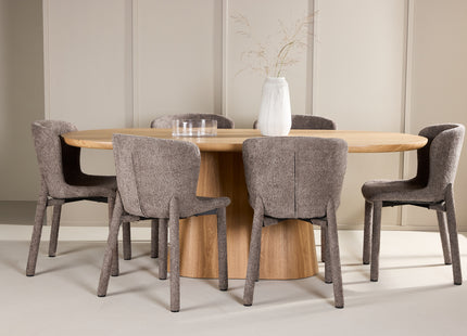 Venture Home Stjärnö & Astoria Ovala Matbord 200 x 90 Nature + Matstolar 2-pack Brun