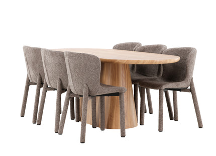 Venture Home Stjärnö & Astoria Ovala Matbord 200 x 90 Nature + Matstolar 2-pack Brun