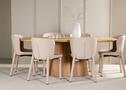 Venture Home Stjärnö & Astoria Ovala Matbord 200 x 90 Nature + Matstolar 2-pack Beige