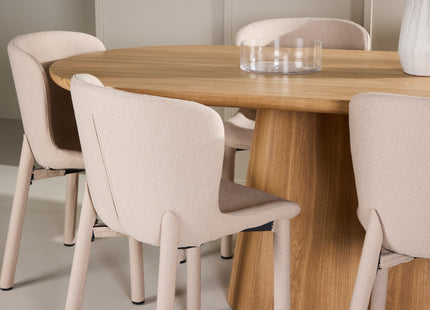 Venture Home Stjärnö & Astoria Ovala Matbord 200 x 90 Nature + Matstolar 2-pack Beige