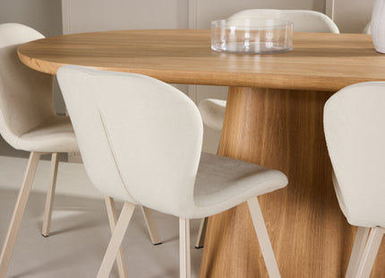 Venture Home Stjärnö & Lilja Ovala Matbord 200 x 90 Nature + Matstolar 2-pack Beige