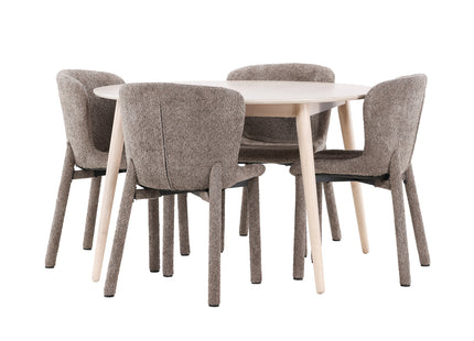Venture Home Flora & Astoria Runda Matbord ⌀120 Whitewash + Matstolar 2-pack Brun
