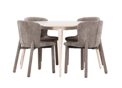 Venture Home Flora & Astoria Runda Matbord ⌀120 Whitewash + Matstolar 2-pack Brun