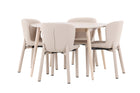 Venture Home Flora & Astoria Runda Matbord ⌀120 Whitewash + Matstolar 2-pack Beige