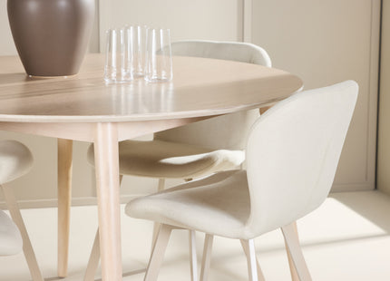 Venture Home Flora & Lilja Runda Matbord ⌀120 Whitewash + Matstolar 2-pack Beige