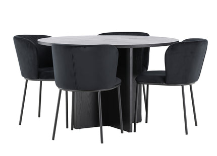 Venture Home Edina & Strada Matstolar 2-pack Svart + Rektangulära Matbord ⌀120 Svart