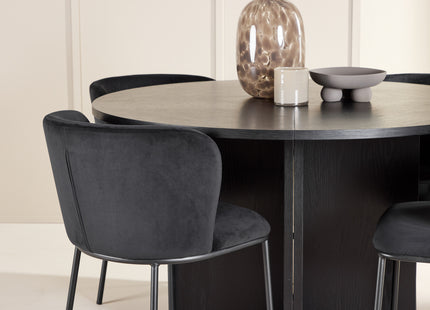 Venture Home Edina & Strada Matstolar 2-pack Svart + Rektangulära Matbord ⌀120 Svart