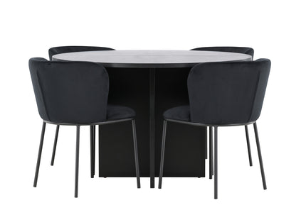 Venture Home Edina & Strada Matstolar 2-pack Svart + Rektangulära Matbord ⌀120 Svart