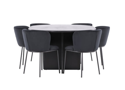 Venture Home Edina & Strada Matstolar 2-pack Svart + Rektangulära Matbord ⌀120 Svart