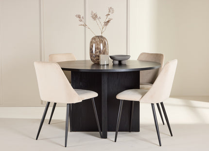 Venture Home Night & Strada Matstolar 2-pack Beige + Rektangulära Matbord ⌀120 Svart