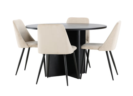 Venture Home Night & Strada Matstolar 2-pack Beige + Rektangulära Matbord ⌀120 Svart