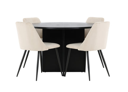 Venture Home Night & Strada Matstolar 2-pack Beige + Rektangulära Matbord ⌀120 Svart