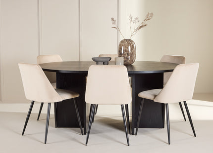 Venture Home Night & Strada Matstolar 2-pack Beige + Rektangulära Matbord ⌀120 Svart