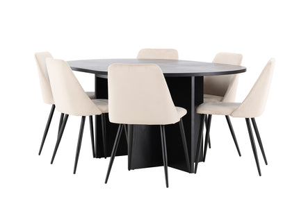 Venture Home Night & Strada Matstolar 2-pack Beige + Rektangulära Matbord ⌀120 Svart