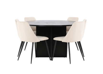 Venture Home Night & Strada Matstolar 2-pack Beige + Rektangulära Matbord ⌀120 Svart