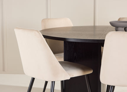 Venture Home Night & Strada Matstolar 2-pack Beige + Rektangulära Matbord ⌀120 Svart