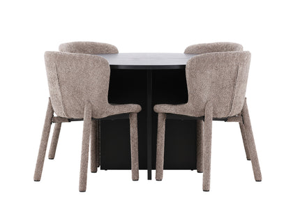 Venture Home Strada & Astoria Rektangulära Matbord ⌀120 Svart + Matstolar 2-pack Brun