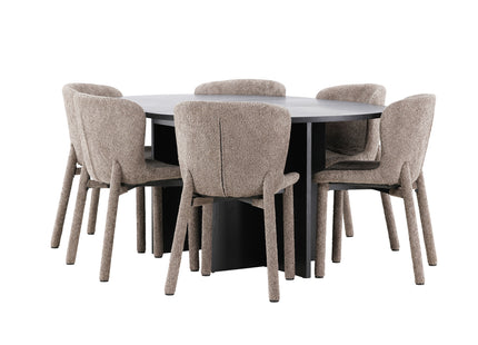 Venture Home Strada & Astoria Rektangulära Matbord ⌀120 Svart + Matstolar 2-pack Brun