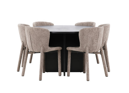 Venture Home Strada & Astoria Rektangulära Matbord ⌀120 Svart + Matstolar 2-pack Brun