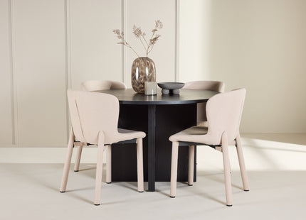 Venture Home Strada & Astoria Rektangulära Matbord ⌀120 Svart + Matstolar 2-pack Beige
