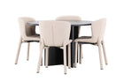 Venture Home Strada & Astoria Rektangulära Matbord ⌀120 Svart + Matstolar 2-pack Beige