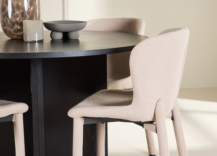 Venture Home Strada & Astoria Rektangulära Matbord ⌀120 Svart + Matstolar 2-pack Beige