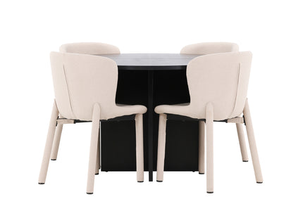 Venture Home Strada & Astoria Rektangulära Matbord ⌀120 Svart + Matstolar 2-pack Beige