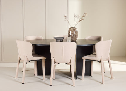 Venture Home Strada & Astoria Rektangulära Matbord ⌀120 Svart + Matstolar 2-pack Beige