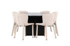 Venture Home Strada & Astoria Rektangulära Matbord ⌀120 Svart + Matstolar 2-pack Beige