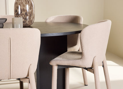 Venture Home Strada & Astoria Rektangulära Matbord ⌀120 Svart + Matstolar 2-pack Beige