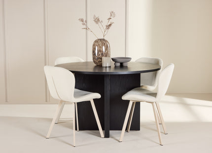 Venture Home Strada & Lilja Rektangulära Matbord ⌀120 Svart + Matstolar 2-pack Beige