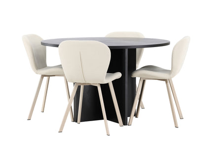 Venture Home Strada & Lilja Rektangulära Matbord ⌀120 Svart + Matstolar 2-pack Beige