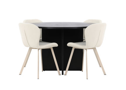 Venture Home Strada & Lilja Rektangulära Matbord ⌀120 Svart + Matstolar 2-pack Beige