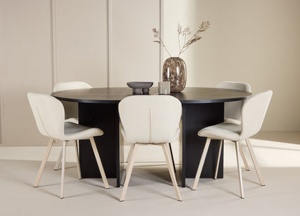 Venture Home Strada & Lilja Rektangulära Matbord ⌀120 Svart + Matstolar 2-pack Beige