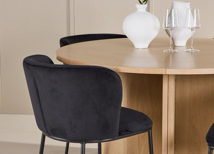 Venture Home Edina & Strada Matstolar 2-pack Svart + Rektangulära Matbord ⌀120 Whitewash