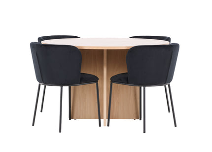 Venture Home Edina & Strada Matstolar 2-pack Svart + Rektangulära Matbord ⌀120 Whitewash