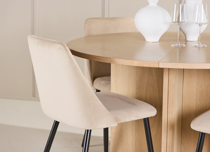 Venture Home Night & Strada Matstolar 2-pack Beige + Rektangulära Matbord ⌀120 Whitewash