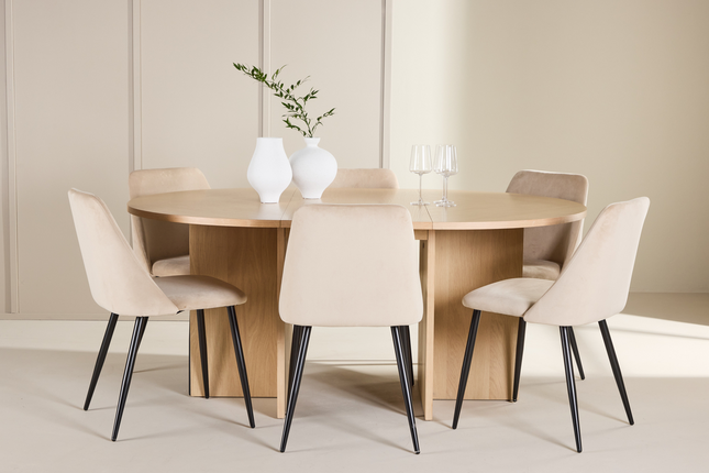 Venture Home Night & Strada Matgrupp Med 6st Matstolar Beige/Rentvå