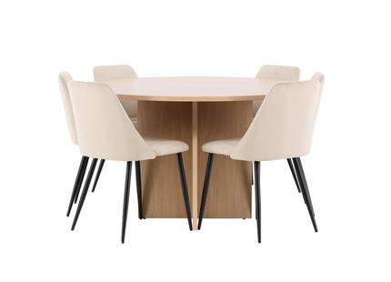 Venture Home Night & Strada Matgrupp Med 6st Matstolar Beige/Rentvå