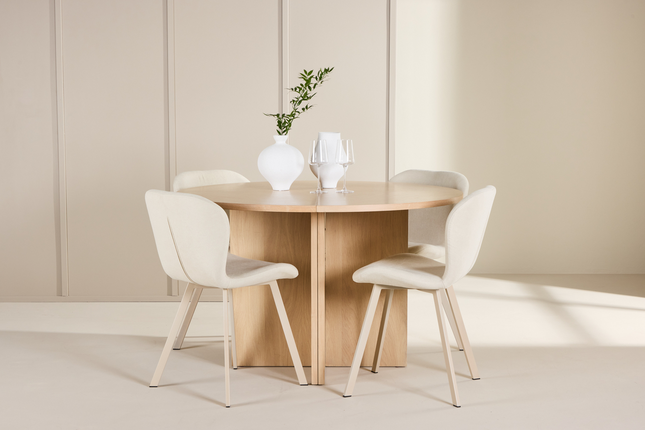 Venture Home Strada & Lilja Matgrupp Med 4st Matstolar Rentvå/Beige
