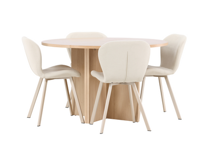 Venture Home Strada & Lilja Matgrupp Med 4st Matstolar Rentvå/Beige