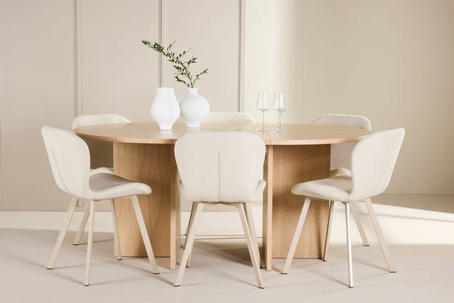 Venture Home Strada & Lilja Matgrupp Med 6st Matstolar Rentvå/Beige