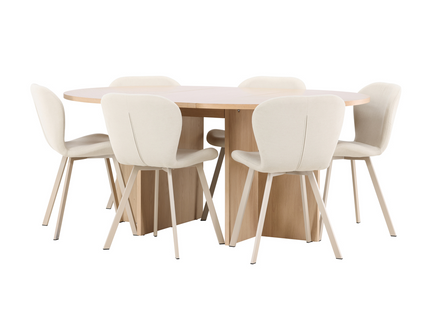 Venture Home Strada & Lilja Matgrupp Med 6st Matstolar Rentvå/Beige