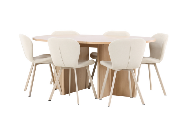 Venture Home Strada & Lilja Matgrupp Med 6st Matstolar Rentvå/Beige