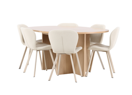 Venture Home Strada & Lilja Matgrupp Med 6st Matstolar Rentvå/Beige