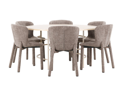 Venture Home Copenhagen & Astoria Runda Matbord ⌀140 Whitewash + Matstolar 2-pack Brun