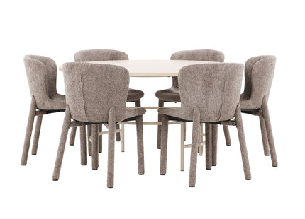 Venture Home Copenhagen & Astoria Runda Matbord ⌀140 Whitewash + Matstolar 2-pack Brun