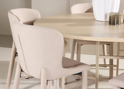 Venture Home Copenhagen & Astoria Runda Matbord ⌀140 Whitewash + Matstolar 2-pack Beige