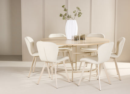 Venture Home Copenhagen & Lilja Runda Matbord ⌀140 Whitewash + Matstolar 2-pack Beige