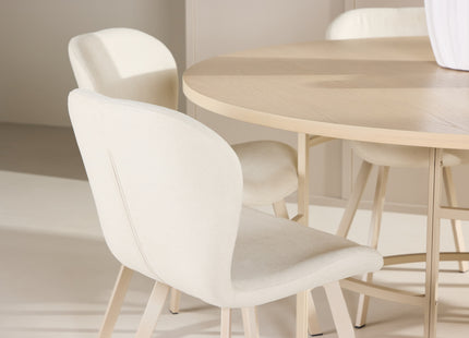 Venture Home Copenhagen & Lilja Runda Matbord ⌀140 Whitewash + Matstolar 2-pack Beige